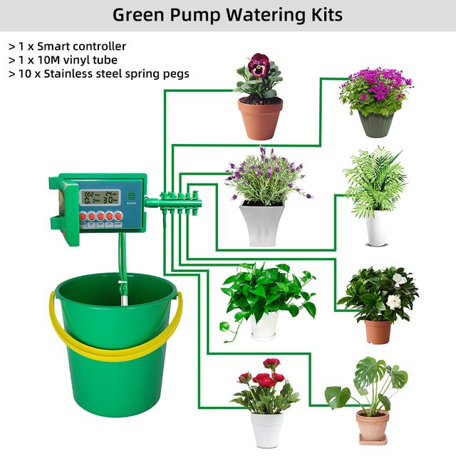 Automatyczny system nawadniania kropelkowego Micro Home Drip zraszacz z inteligentnym kontrolerem do ogrodu, bonsai do użytku w pomieszczeniach #22018_voghion.com