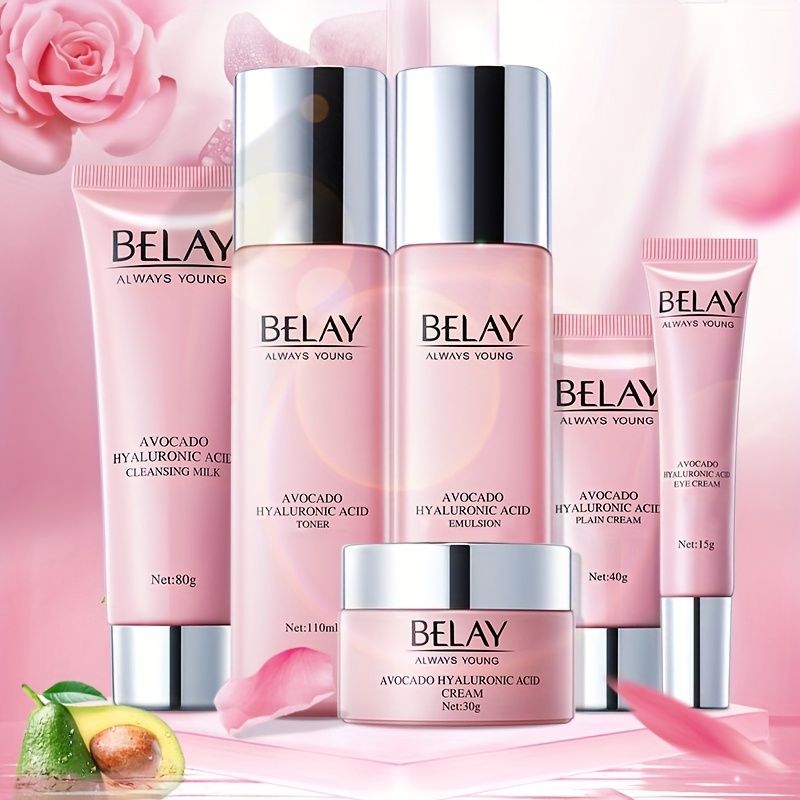 Weihnachtsgeschenk, Avocado Hyaluronsäure Vitalität 6-teiliges Set, Tiefe Feuchtigkeitsversorgung, Heilung trockener Haut, Verbesserung der Flexibilität,_voghion.com
