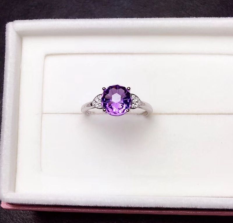 Natürlicher Amethystring, Silber, der Preis ist angemessen, Shop-Werbeartikel_voghion.com
