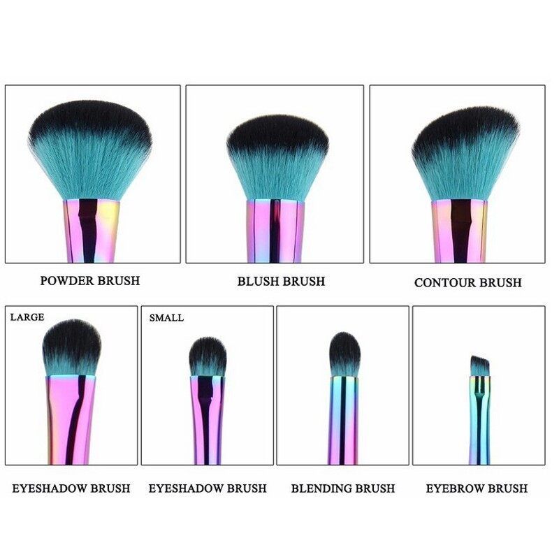 Professionelle 7 PCS Regenbogen Make-Up Pinsel Set Pulver Erröten Kosmetik Pinsel Schönheit Make-Up-Tools_voghion.com