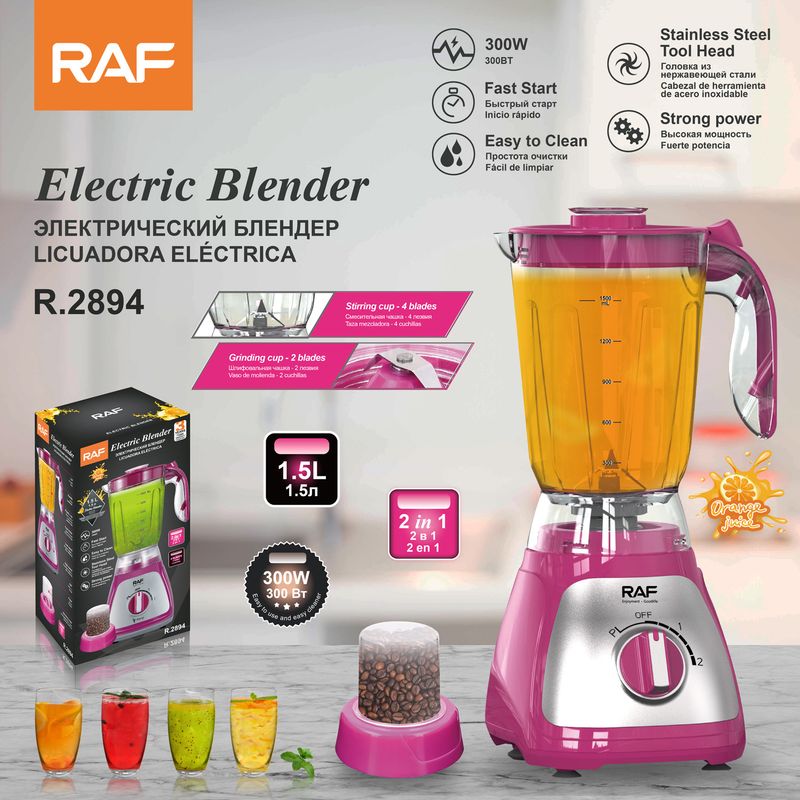 RAF EU-Standard 2-in-1 Mixer & Entsafter, 1,5 l Hochgeschwindigkeits-Küchenmaschine für Obst & Gemüse, Haushaltsgerät_voghion.com