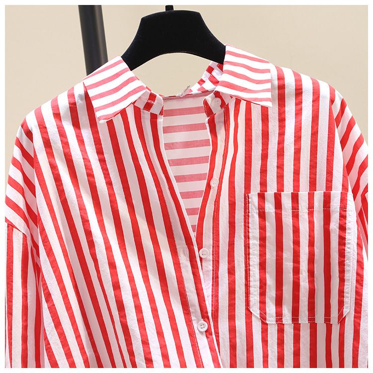 Lässiges Langarm-Streifenhemd für Damen – Locker sitzende Baumwollbluse für Frühling und Sommer – Elegantes Büro und Alltagskleidung_voghion.com
