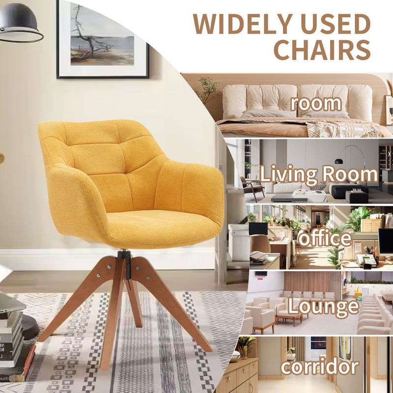 Suede Black Modern Swivel Office Accent Arm Chair With Oak Wood Legs For Small Space(Set Of 2)_voghion.com