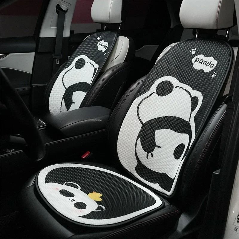 Cartoon Protector Universele 5-zits IJs Zijden Kussen Leuke Accessoires Panda Autostoelhoezen Complete Set_voghion.com