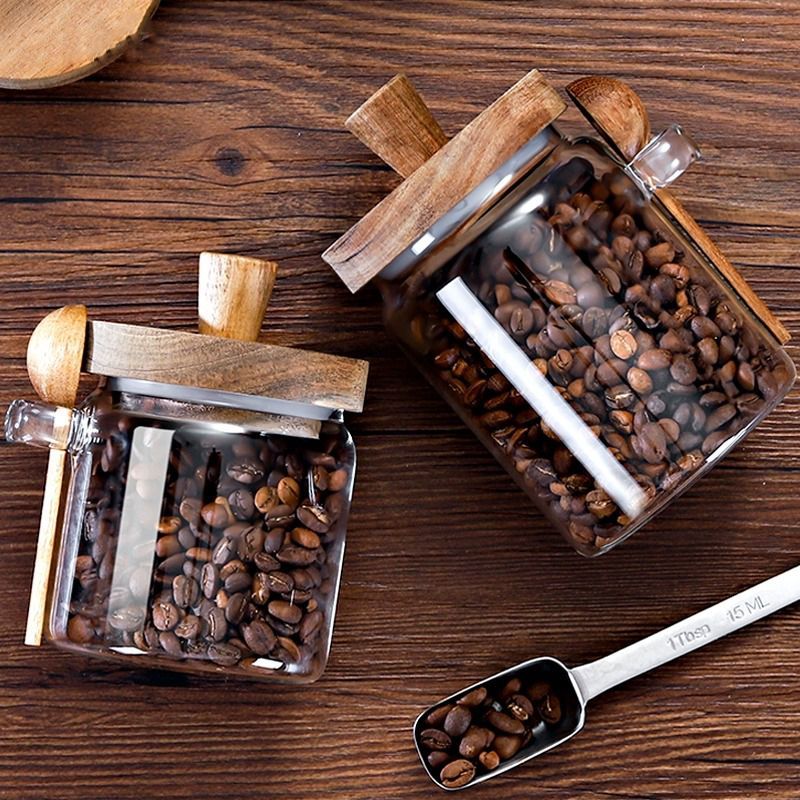 Bicchiere da caffè sigillato con cucchiaio, bottiglietta per scatola di chicchi, barattolo per la conservazione del caffè in polvere, barattolo per il tè_voghion.com