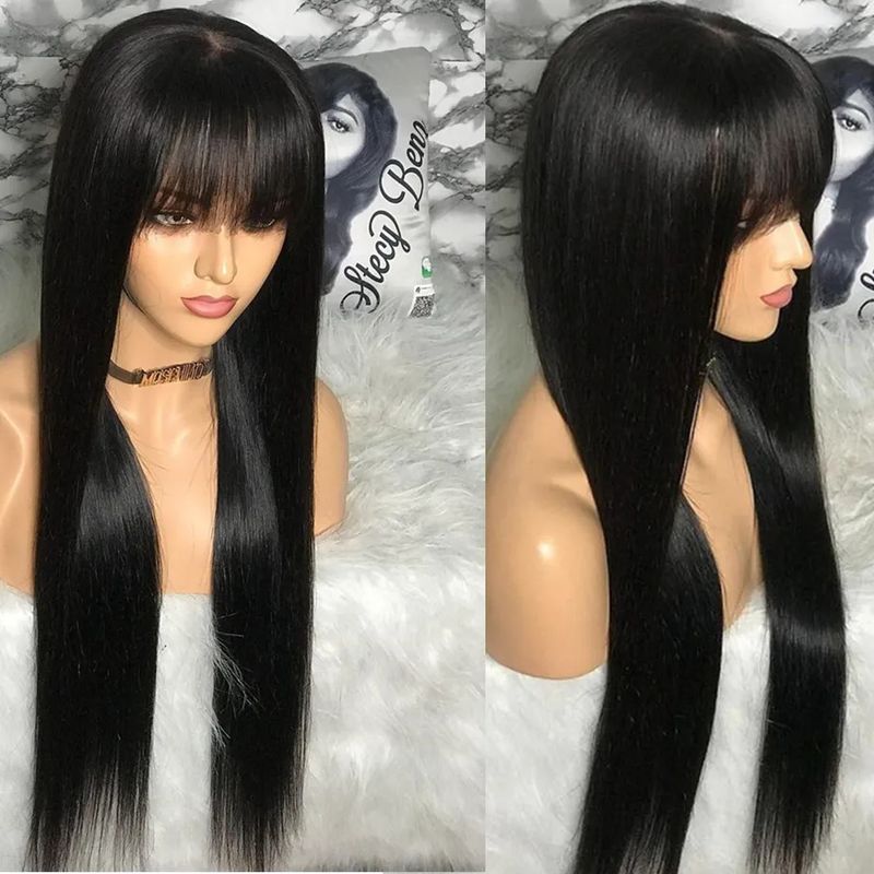 Hot Selling Bone Straight Fringe Bob 100% Mënschlech Perück fir Fraen Brasilianesch Hoer Voll Hine Made With Pony_voghion.com