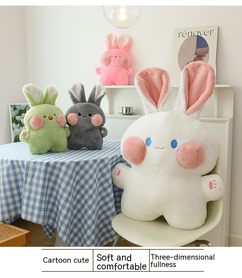 Muñeco de peluche de conejo Dudu con pelo cortado, muñeco de conejo pequeño, almohada para tirar como regalo_voghion.com