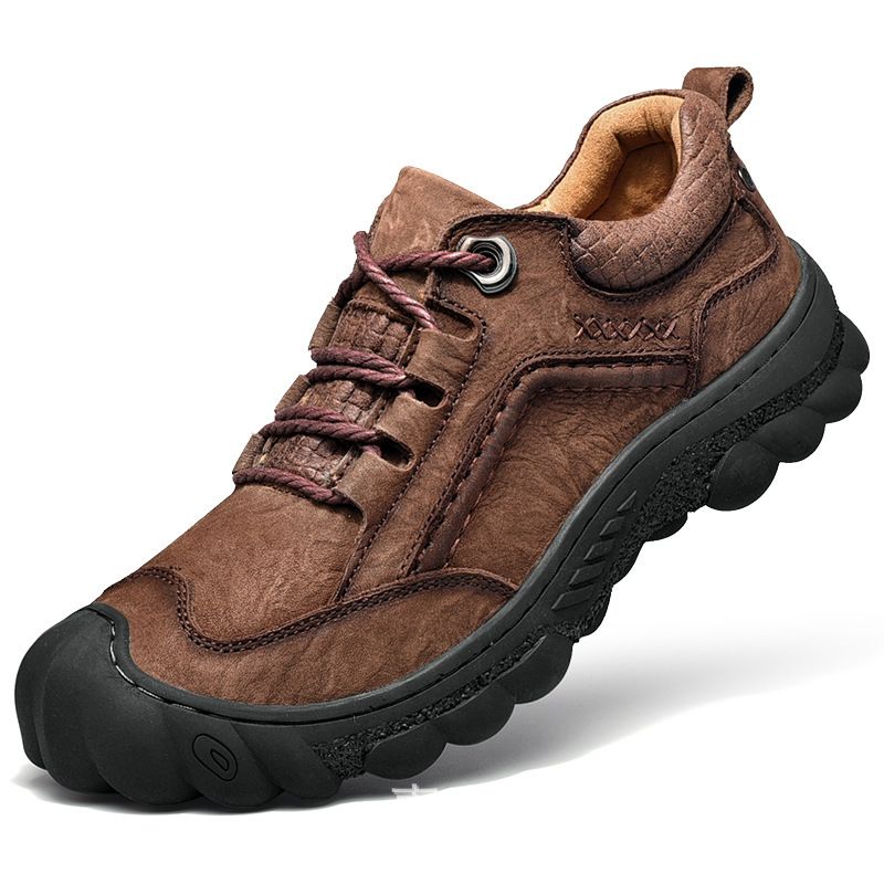 Neue Herren-Oberschicht-Rindsleder-Casual-Männer-Echtleder-dicke Sohle rutschfeste Sport-Outdoor-Wanderschuhe_voghion.com