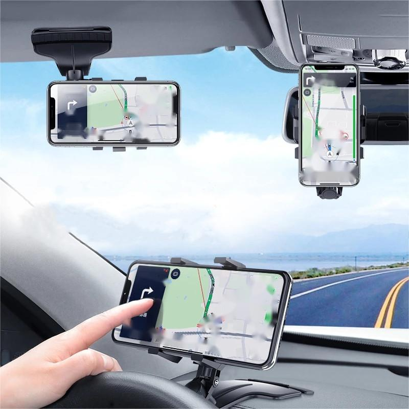3 en 1 support de téléphone de voiture tableau de bord rétroviseur téléphone portable support de navigation GPS support de téléphone automatique réglable pour iPhone 13_voghion.com