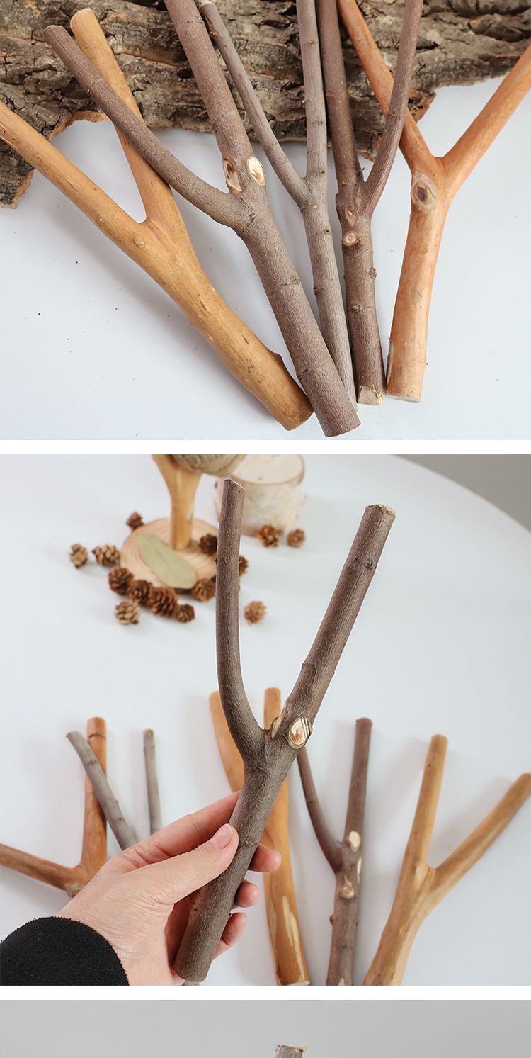 Décoration de branche en forme de Y Branches d'arbre fourchues sèches pour jardin d'enfants Matériaux créatifs faits à la main DIY_voghion.com