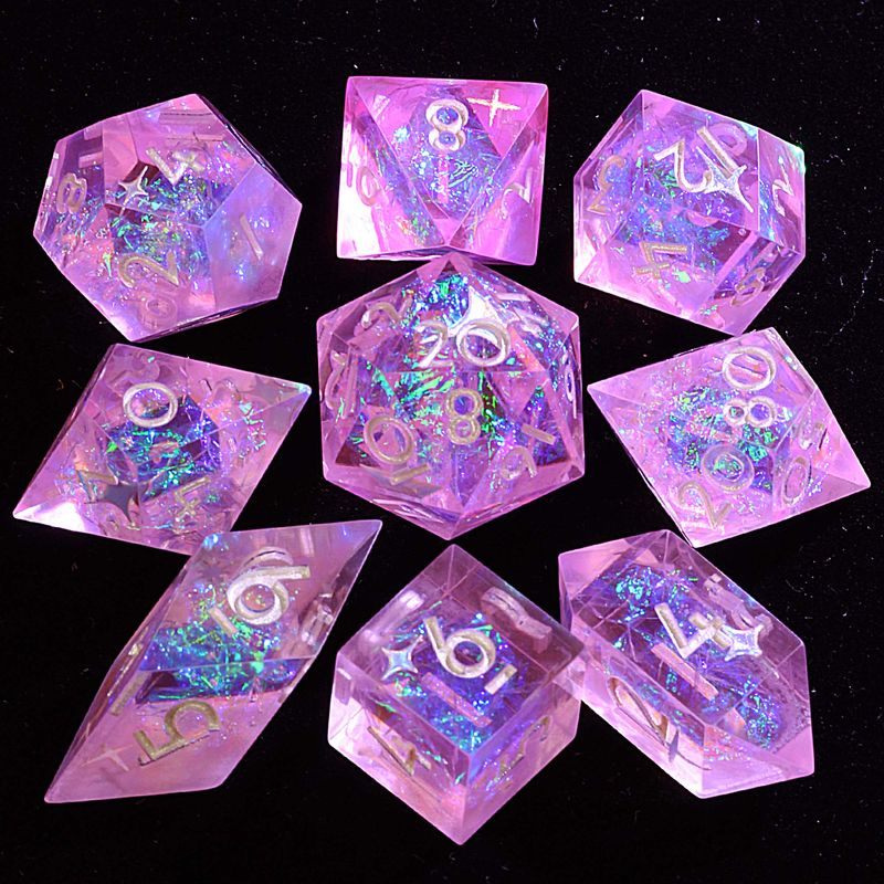 9 Polyhedral Resin DnD Dice Sets Stellar Sakura Mirage For Dungeons Dragons RPG_voghion.com