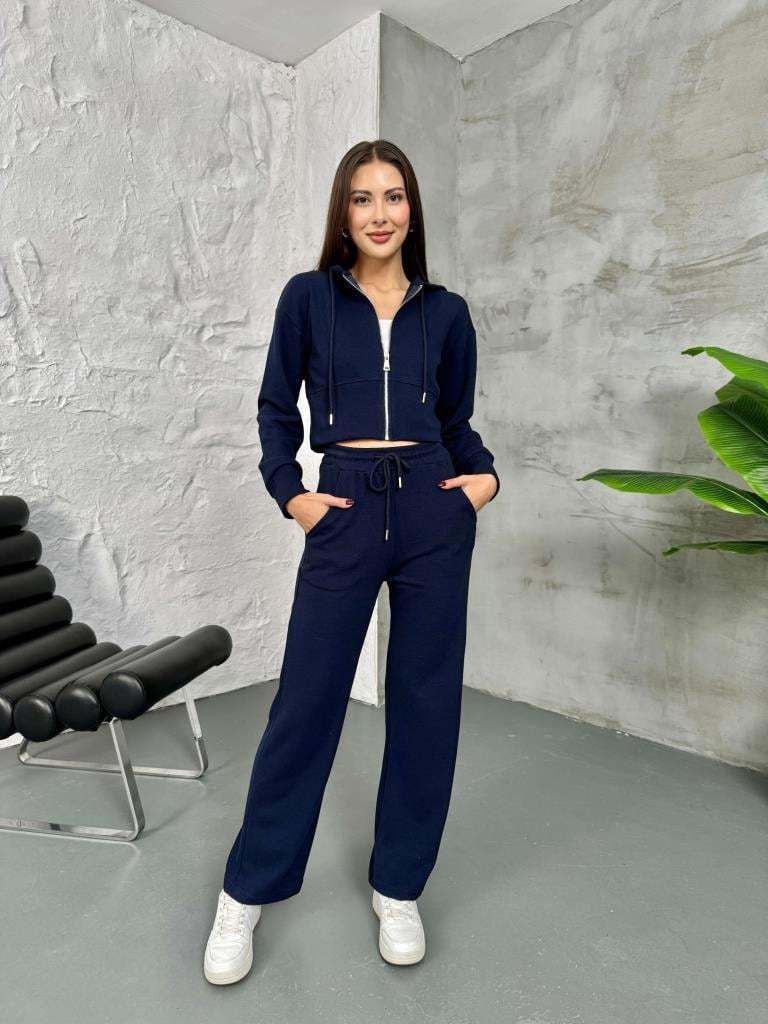 Women's Hooded Zip-Up Tracksuit Set – Casual Sporty Outfit For Spring & Fall With Adjustable Hood & Zipper_voghion.com