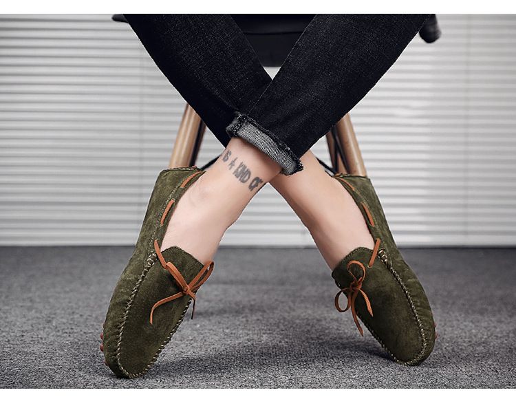 Herrskor i läder med Pig Bean-motiv, slip-on, herrskor i läder_voghion.com