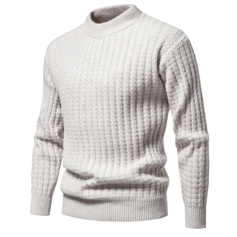 Nieuwe gebreide herenherfst- en wintertrui, modieuze effen trui met ronde hals, slim-fit trui_voghion.com