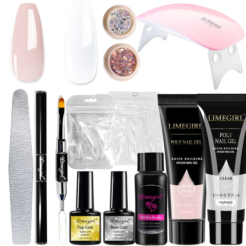 15ml Extension Nail Mold Double Headed Brush UV Lamp Crystal Gel Set_voghion.com