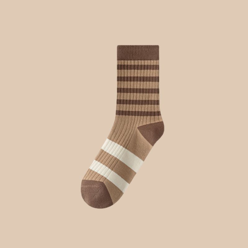 Calzini da donna autunno inverno, a metà polpaccio, stile coreano, serie Melad Color, a righe, alla moda, versatili, resistenti agli odori_voghion.com
