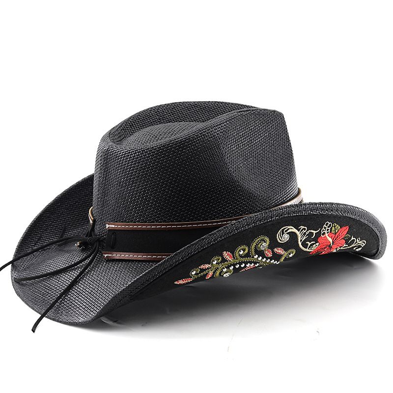 Fotografie de călătorie cu cowboy Xizang, soare pe plajă și pălărie de paie brodată cu flori feminine, vară masculină_voghion.com