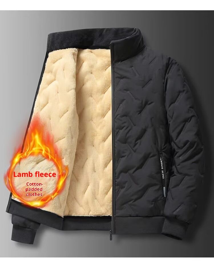 QFV507045555501<2 Plus Size Ultrasonic Lamb Wool Men, Warm Fleece-Lined Thickened Coat, Casual Loose Outerwear, Cotton Padded Jacket For_voghion.com