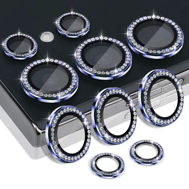 Inel protector pentru cameră din metal cu diamant 3D, pentru Samsung S25, S24 Plus, S23, S22 Ultra, S 23, 25, 5G HD, sticlă securizată, capac de lentilă din aliaj_voghion.com