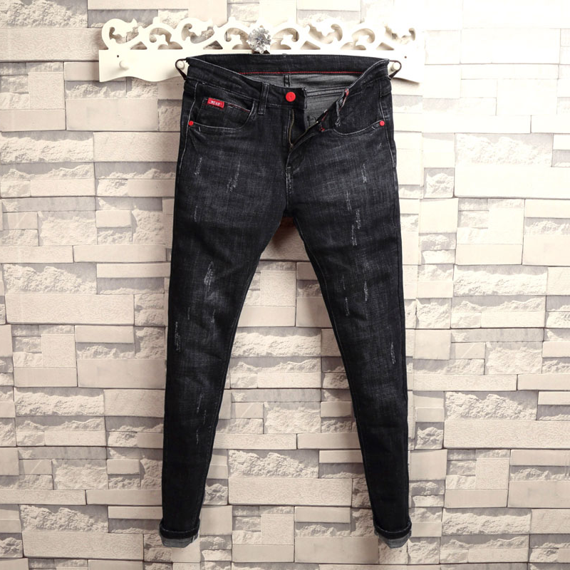 Trendige Herren-Herbst- und Winterjeans im koreanischen Stil mit schmaler Passform, Retro-Jeans mit blauen Whiskers und kleinen Füßen für Männer mit sozialem Geist und schnellen Händen_voghion.com