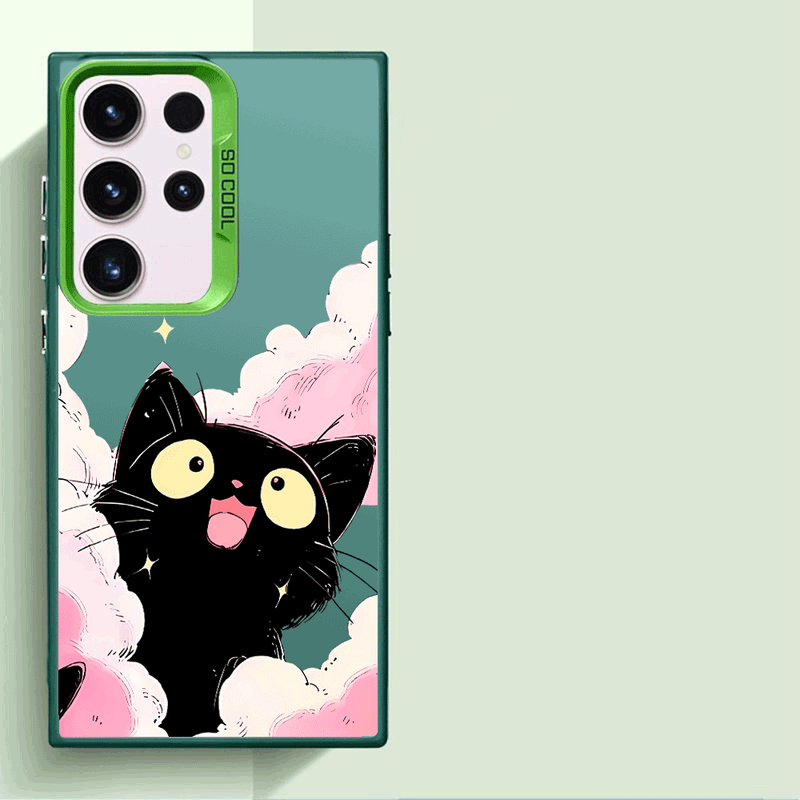 Custodia rigida per telefono con design a forma di gatto nero per Samsung Galaxy S23/S22/S21/Note 20 - Custodia protettiva alla moda per telefono, antigraffio_voghion.com