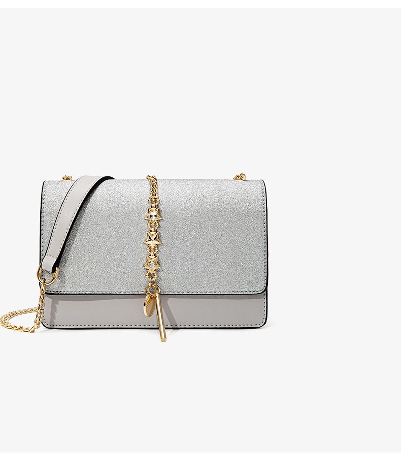 High end small square with starry sky sequins crossbody versatile chain shoulder bag, new women's bag_voghion.com