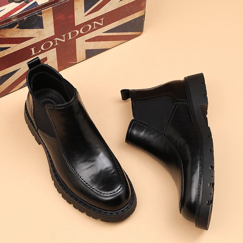 Martin Boots Herren Ärmel Chelsea Braun Herrenstiefel Mid-Wind Casual Lederstiefel_voghion.com