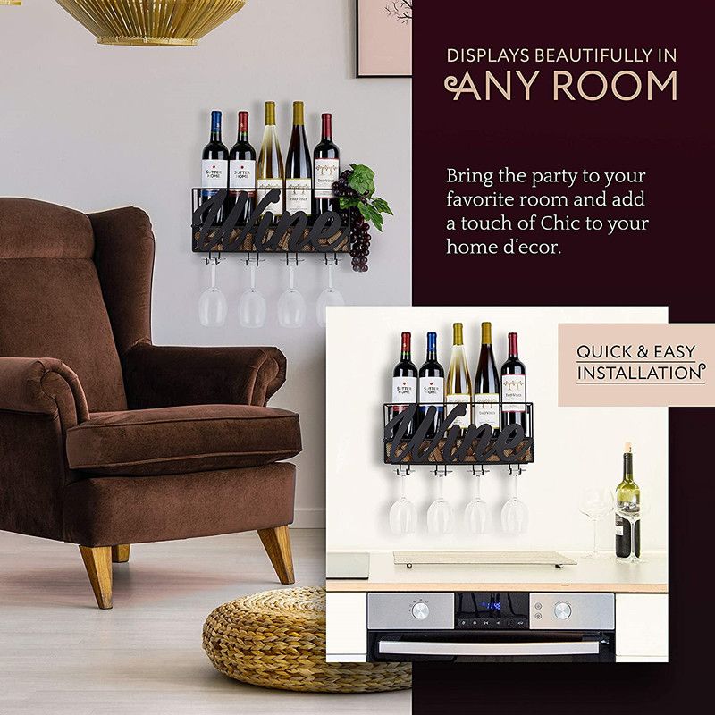 Tiebohui Letter Wine Rack Goblet Hanger Iron Hanging Wall Wine Rack Wine Rack Wall Hanging Wine Rack_voghion.com