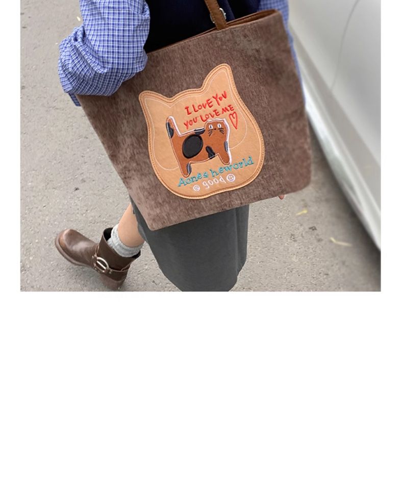 2025 Autumn New Trend College Wind Cookie Cat Double Handbag Korean Version Of The Large-capacity Shoulder Women's Backpack Fashionable Leisure Daily_voghion.com