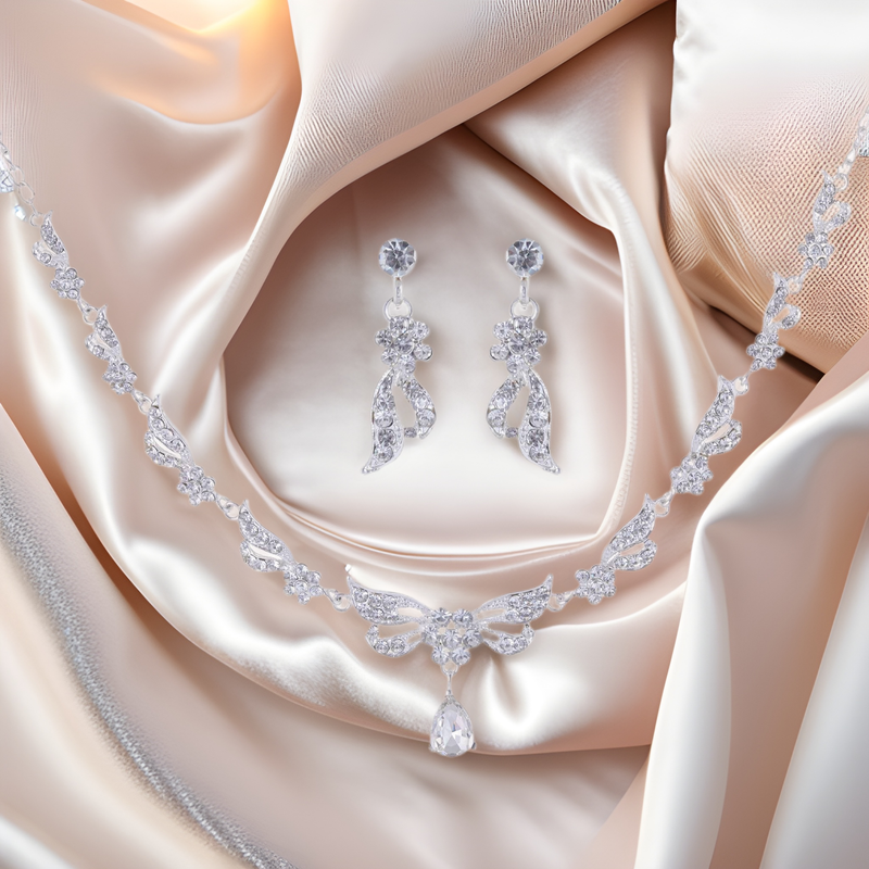 Ohrringe Halskette Zweiteilige Braut Hochzeit Accessoires Mode Wassertropfen Set Formelle Kleidung Schmuck_voghion.com