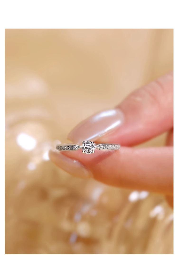 Mo Sang's Original Heart Diamond Argento puro, proposta di matrimonio semplice e alla moda, Anello di simulazione, Dea_voghion.com