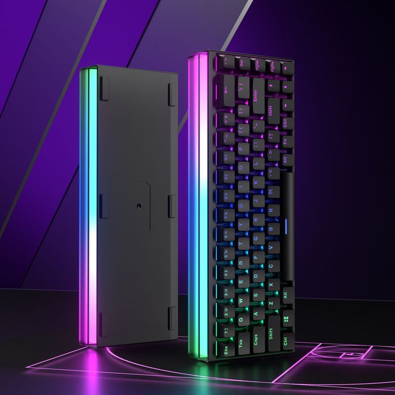 68-Key Mechanical Keyboard Gaming Custom Wired RGB Backlit Full-Key Rollover Dual-Color Injection Keys_voghion.com