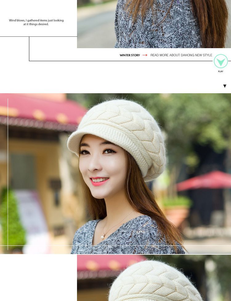 Women's Hats Middle Aged And Elderly Autumn And Winter Warm Knitted Wool Hat Plus Velvet Fashionable All Match Beret Hat Women Winter_voghion.com