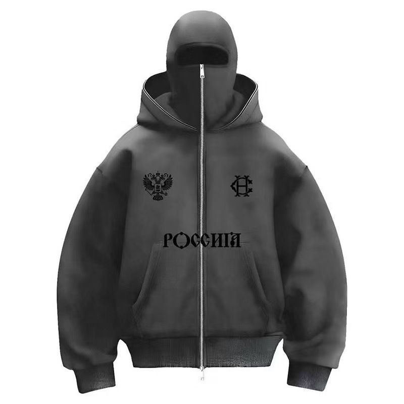 Men's Clothing Velvet Double Hood Unique Design Hooded Sweatshirt Autumn And Winter New Men And Women Same Style Loose Y2K Sweatshirt_voghion.com