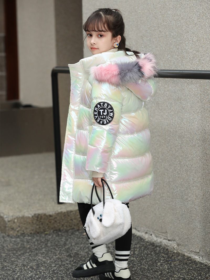 „Rosa Wintermantel mit Farbverlauf und Kunstpelzkapuze für Mädchen – warmer, dicker Parka für Kinder (120–170 cm), stylische Oberbekleidung mit farbenfrohem Ombre-Design“_voghion.com