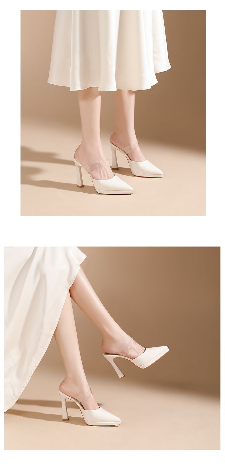 105-A Waterproof Platform Transparent Closed-Toe High Heel For Women Pointed Toe Stiletto Slippers Outdoor Slip-On Lazy_voghion.com