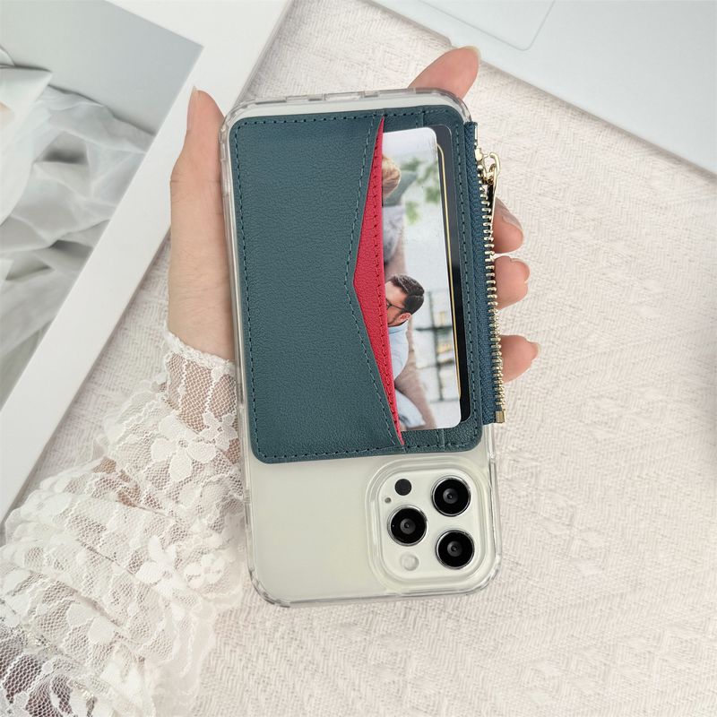 TechGlobe New Model Compatible With IPhone 17 Ultra-Thin Magnetic Holder Wallet Style Back Sticker Storage PU Card Case_voghion.com