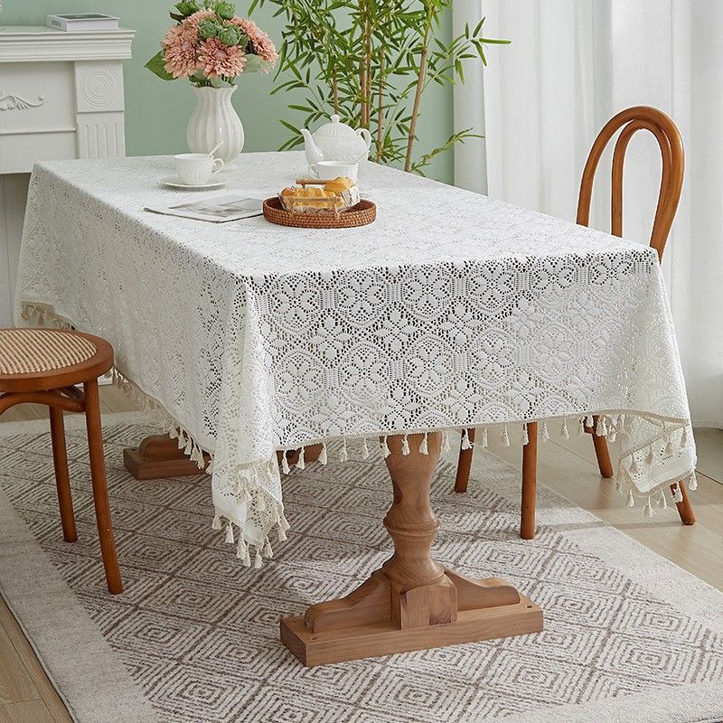 Nappe de style rétro, nappe rectangulaire de haute qualité, décoration d'ambiance tricotée_voghion.com