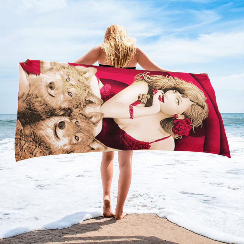 Bedrucktes Surfhandtuch, Strandtuch aus ultrafeinen Fasern, saugfähiges Strandtuch für Erwachsene_voghion.com
