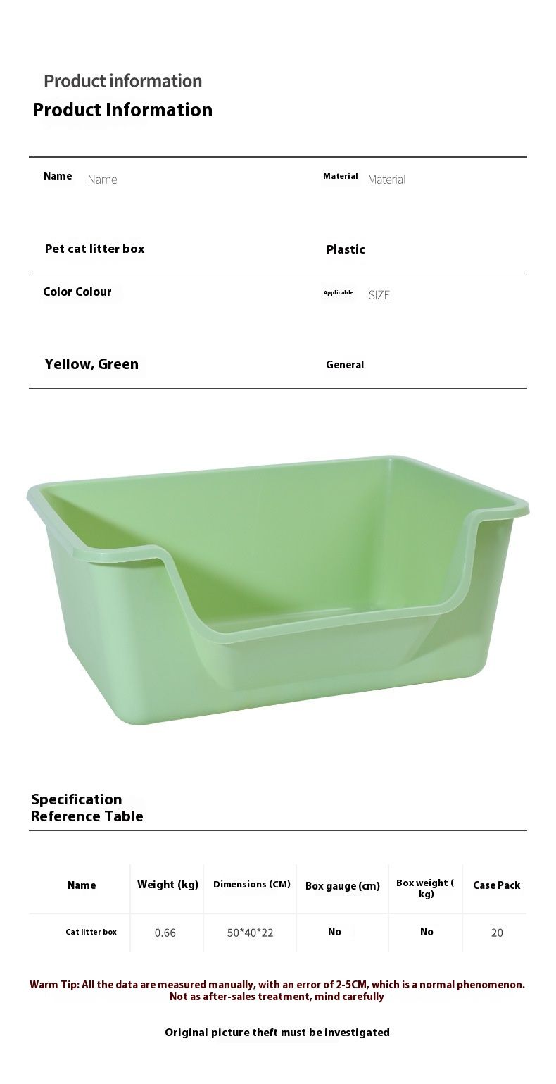 Large thickened and large capacity box, open toilet, pet supplies, cat litter box_voghion.com