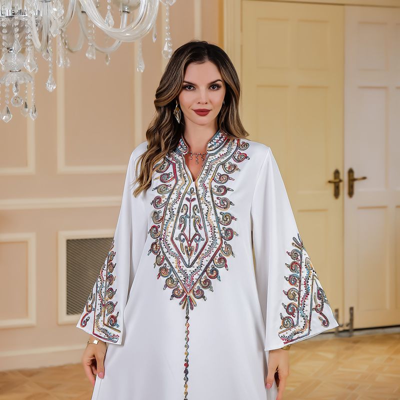 Abito da donna musulmano Abaya con ricamo in corda, tradizionale, moderno, splendido, Ramadan_voghion.com