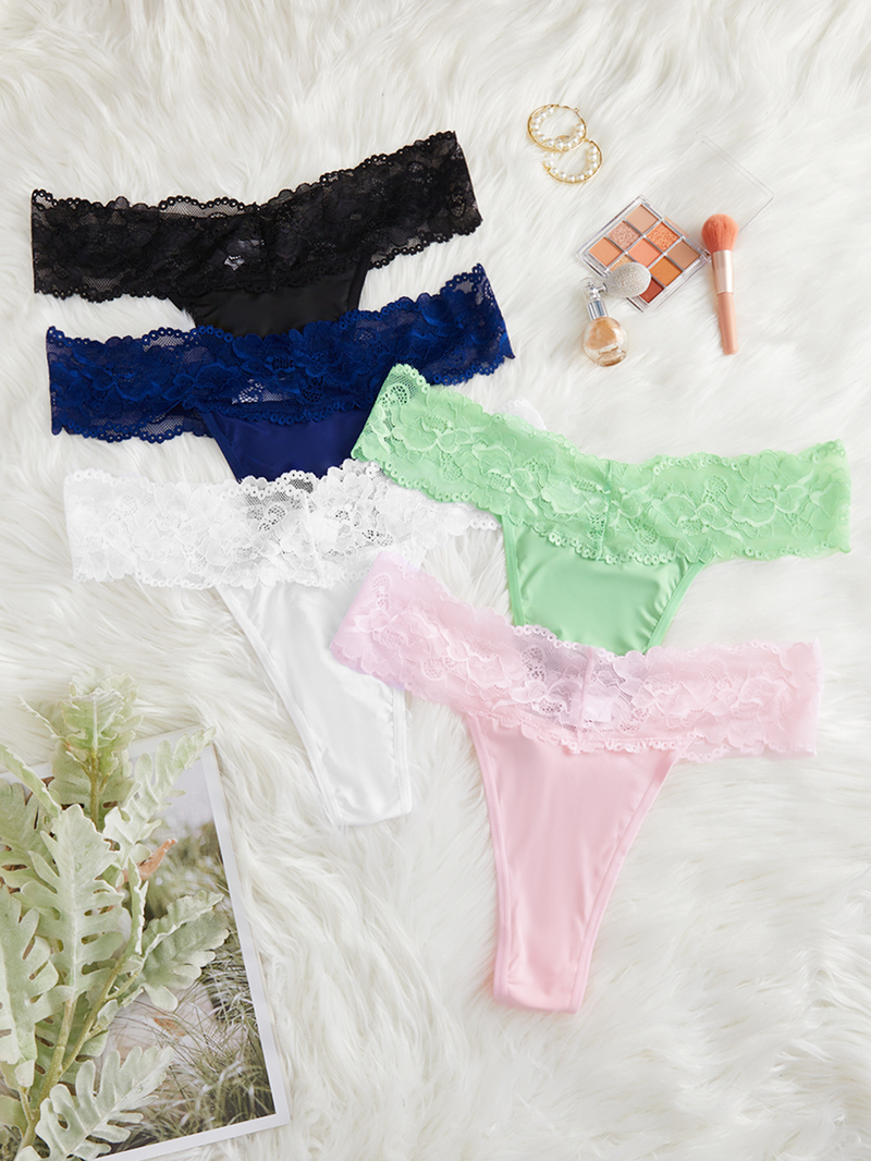 Sous-vêtements en dentelle sexy en coton pour femmes, entrejambe, respirant, taille basse, grande taille, sans couture_voghion.com