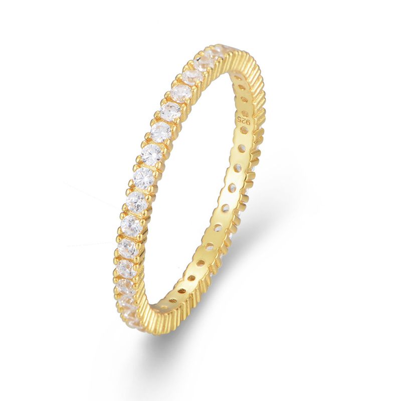 Bague en argent sterling pour femme, bijou en micro-incrusté de zircons, entièrement en diamants, tendance et simple, à superposer, idéal pour la main_voghion.com