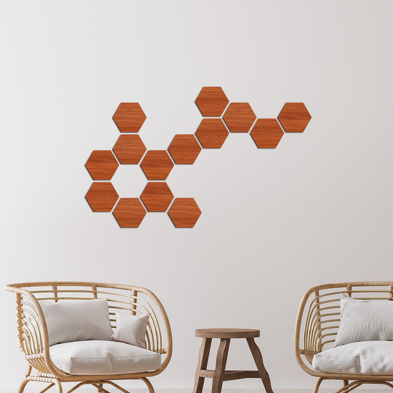 MZ164 Creative 3D Wooden Hexagonal Wall Decal Home Decoration DIY Wooden Wall Decal Hanger UV Printing 5mm_voghion.com