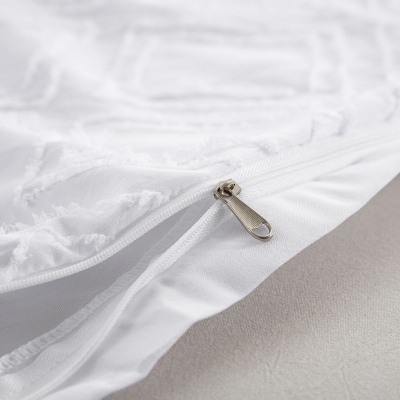 Parure de lit en flanelle douce à motifs géométriques – Literie respirante et hypoallergénique, couleur blanche_voghion.com