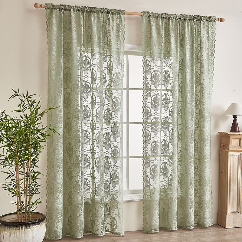 Cortinas opacas estilo rústico francés - Tela ecológica revestida con ojales en la parte superior (diseño de mariposas, bloqueo de luz, 213 x 137 cm, blanco/beige)_voghion.com
