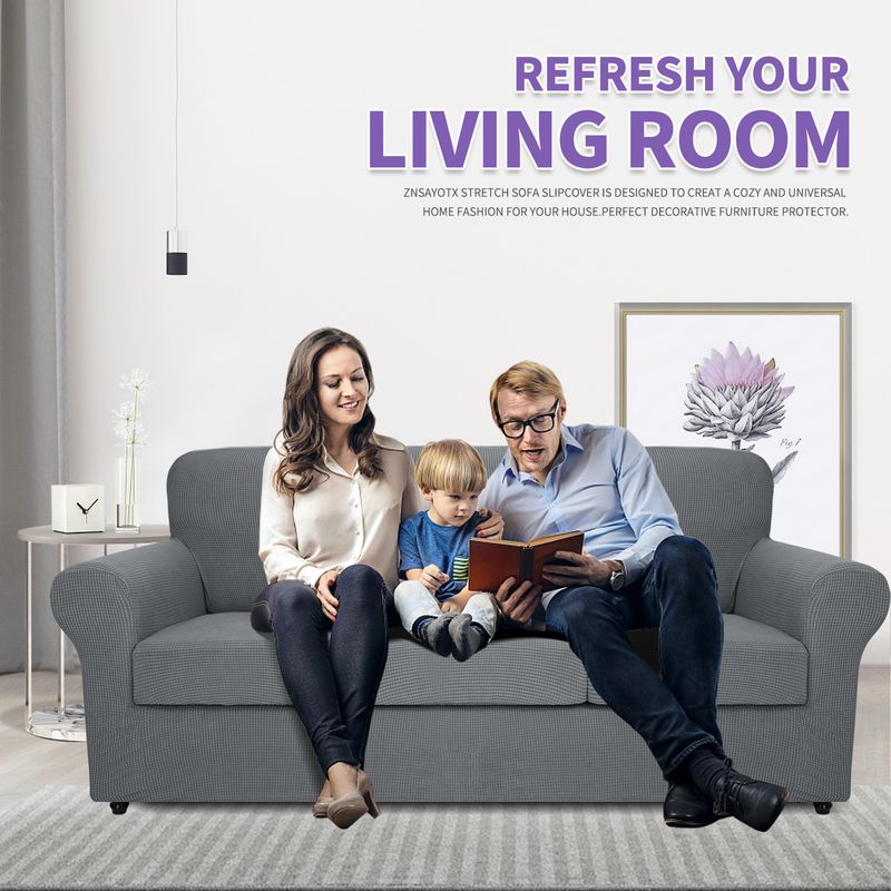 polar fleece sofa cover all-inclusive elastic thickened solid color sofa cushion Four Seasons fabric sofa cover_voghion.com