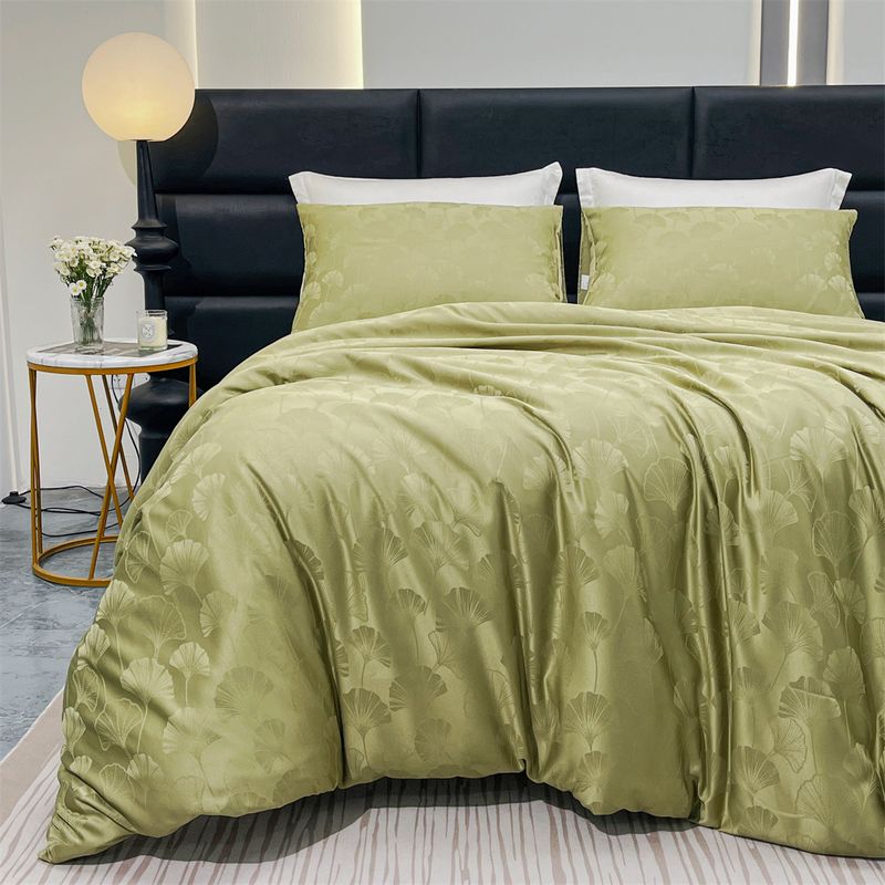 Parure de lit 3 pièces avec housse de couette et taie d'oreiller en jacquard, légère et luxueuse, style artisanal brillant_voghion.com