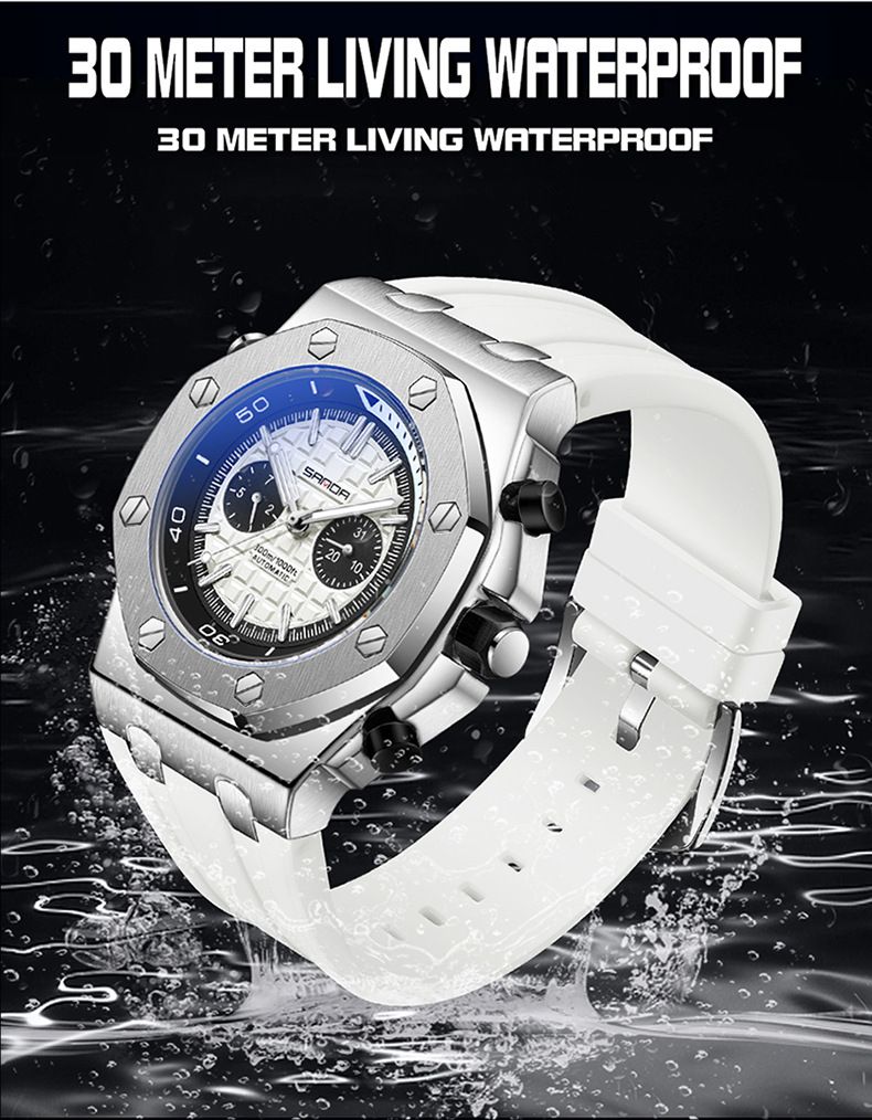 Men's Automatic Mechanical Watch With Luminous Hands, Stainless Steel Case, And Durable TPU Strap - Stylish Round Dial Watch For Casual Wear_voghion.com