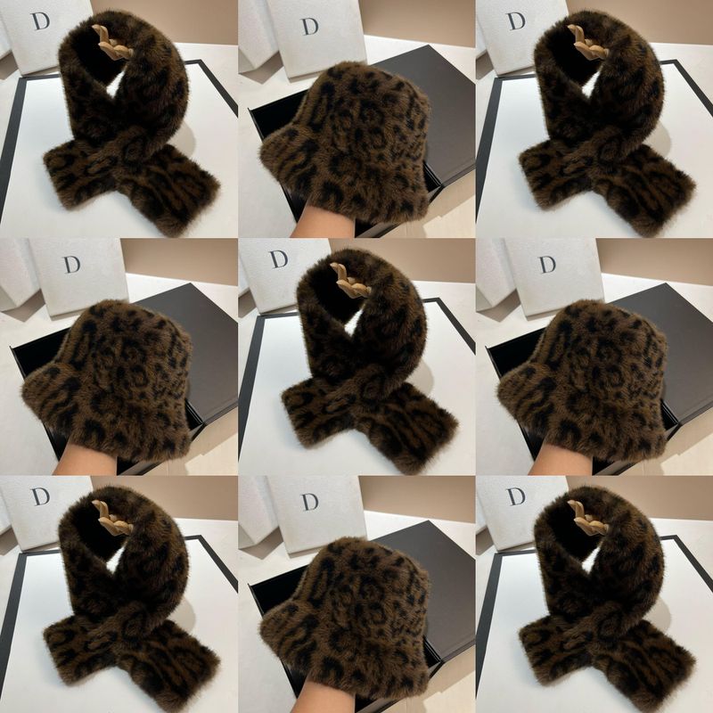 Winter Paris VSL Fashion Leopard Print Collar Korean HyunA Style Warm Mink Fur Scarf_voghion.com